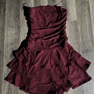 Windsor Burgundy Glitter Mini Dress